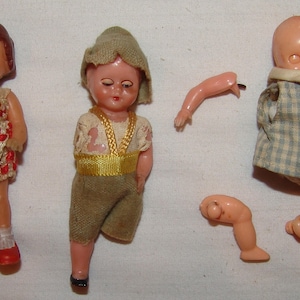 Lot Vtg Plastic Dolls 1950s 1960s Toy Doll Sleep Eyes 3 pcs Baby Babies