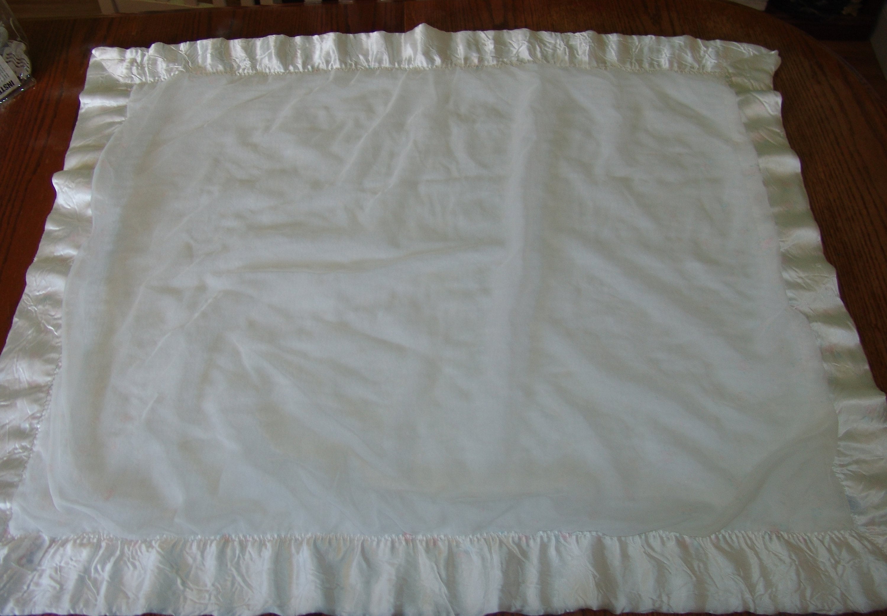 Vintage baby blanket with satin trim deals