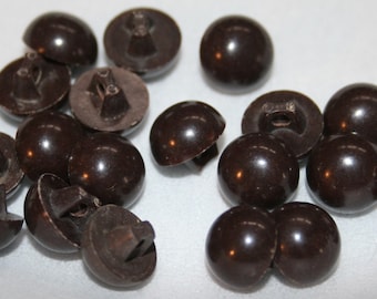 Lot Vtg Small Brown Plastic Shank Buttons Rounded Vintage 20 pcs  3/8&quot; Diameter Sewing Crafts Clothing Vintage