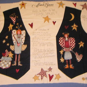 Almalynne Hi-Mode Stoff Weste Alfolksy-1 Stoff Panel Homespun Handwerk neue Nähen ist nicht es Spaß zu homespun Alfolksy Nähen Herz Engel sein