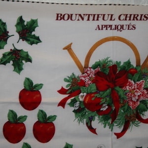 Bountiful Christmas Appliques Fabric Panel New Uncut Cranston Print Works Holiday Decorations Duck Goose Holly Fabric