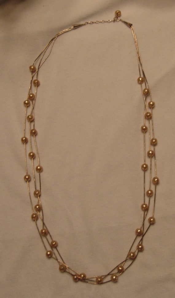 Vtg, Faux Pearl, Three strand, necklace, jewelry, 