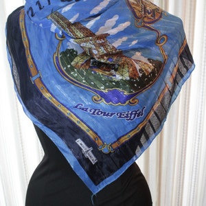 Foulard Carré En Soie Mico Sancho Paris - Vintage Années 2010 - Motif Forêt - 88 Cm - Fait Main