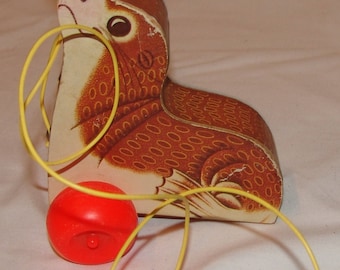 Antikspielzeug - a003 - (43) Jouet à tirer OTARIE Fisher Price Toys 1988