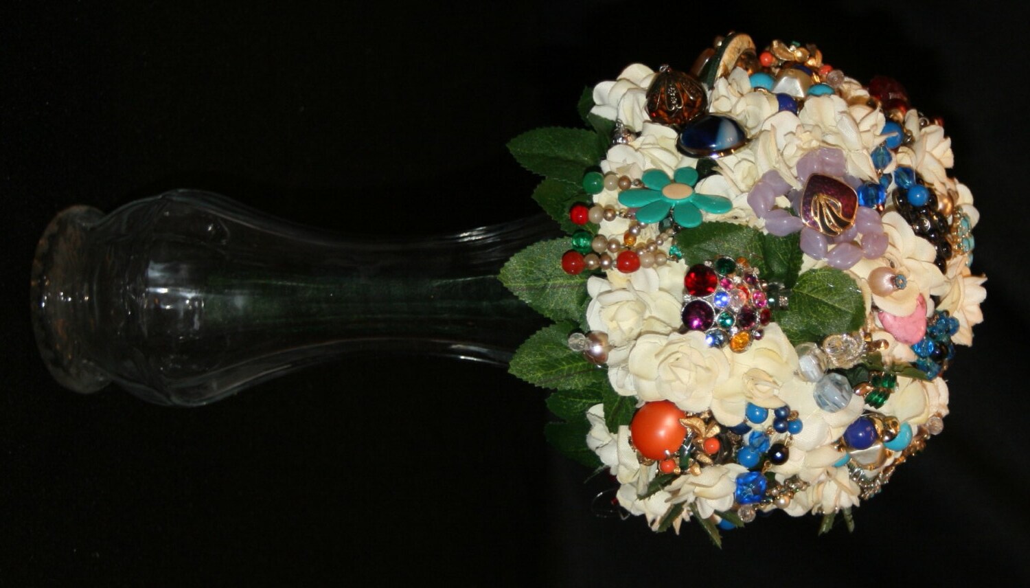 Vtg Costume Jewelry Bouquet Colorful W/ Ivory Roses 7 Etsy