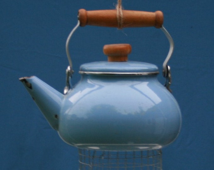 Tea Pot Kettle Pie Pan Bird Feeder Recycled Upcycled Blue Fork Etsy