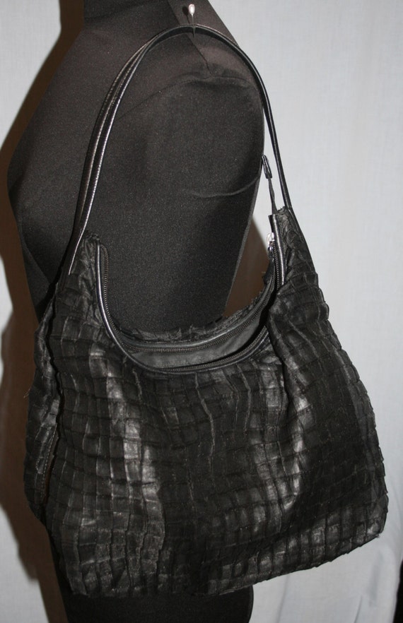 Vtg Desmo Black Purse Handbag Shoulder Bag Checked