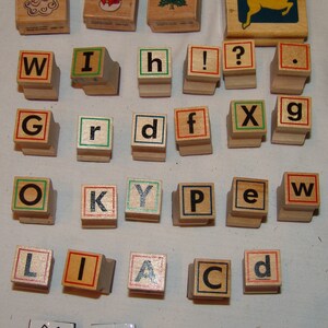 Lot de timbres en bois bois Alphabet ponctuation animaux 29pcs artisanat école Scrapbook