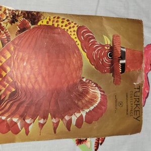 Vtg, Amscan Inc, Thanksgiving, Decorations, Paper, Accordian, Decor, Folding, Denmark, Danish, Turkey, Fall, Pumpkin