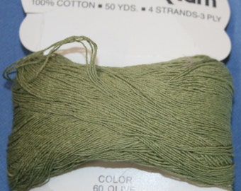 Vtg Lily Candle Wick Yarn 100% Cotton 50 yds 4 Strands 3 Ply Olive Color Craft New Bundle