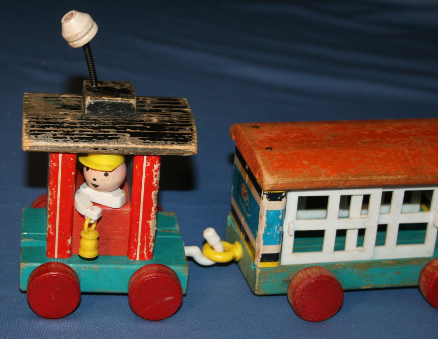 Huffty Raa Raa Train Set Vtg Fisher Price Huffy Puffy Railroad Train 3 Pcs Wood Wooden Pull Toy ...