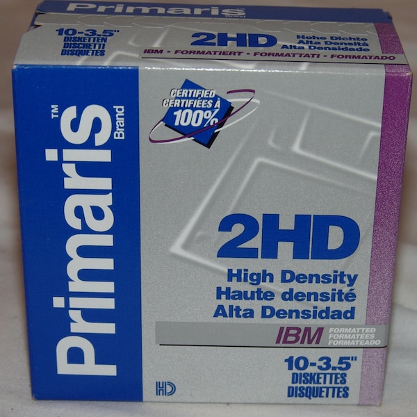 Primaris Brand 2HD High Density 3.5" Diskettes 10pcs in Box New Old Stock Electronic Memory