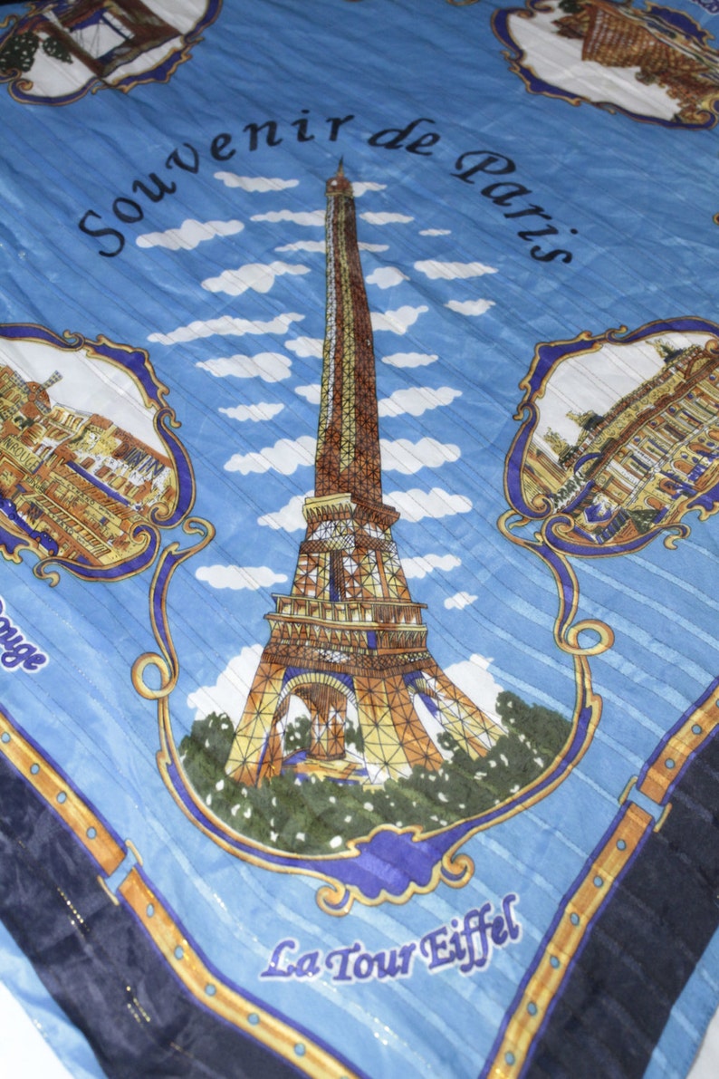 Foulard Carré En Soie Vintage Mico Sancho Paris - 88 Cm, Motif Forêt, Fait Main