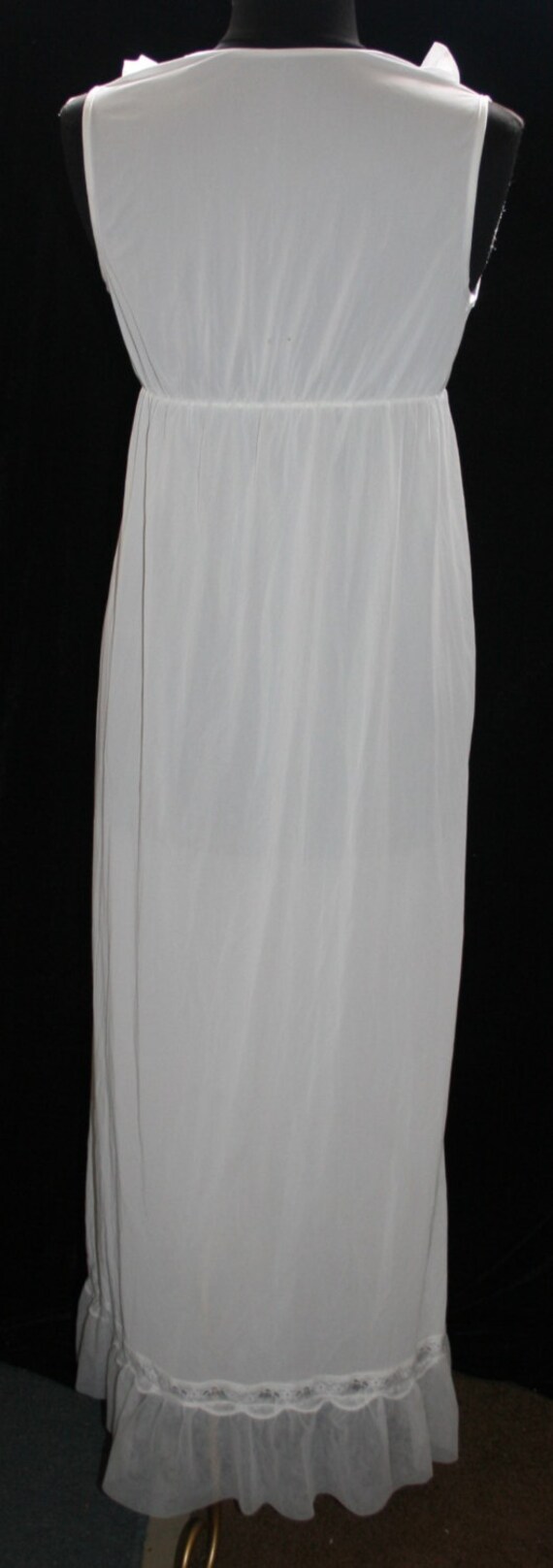Vtg Ivory Nightgown Lingerie Sz S M Lace Trim Ruf… - image 4