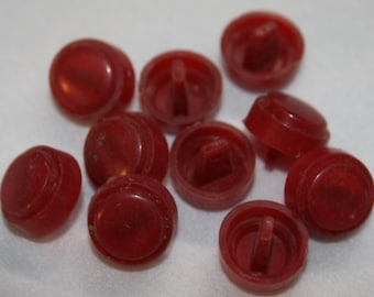 Lot 10 pcs Vtg Red Shank Plastic Buttons Vintage Clothing Sewing Crafts 1/2&quot; Diameter