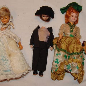 Lot Vtg Doll Dolls Baby Plastic corn Husk Toy 3 pcs Formal Dresses Toys Vintage