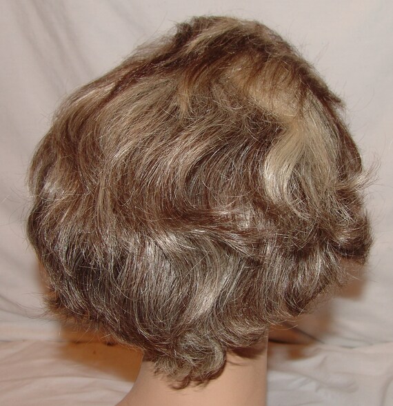 Vtg Modacrylic Wig Salt Pepper Brown White Hair P… - image 5