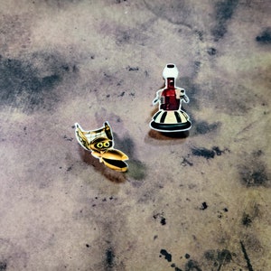 Mystery Science Theater 3000 Crow T Robot and Tom Servo Earrings MST3K - Post Style - Artist Handcrafted