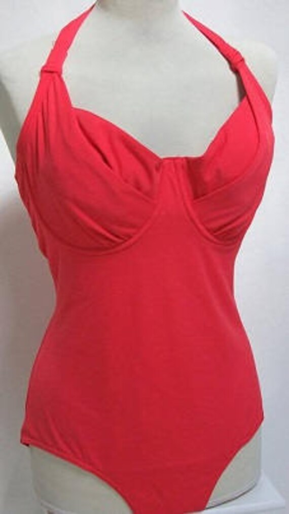 Swimsuit Plus Size Red Halter One Piece Swimwear | Etsy