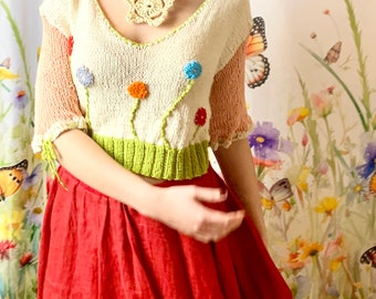 Colorful sweater "Poppy Flower 4"