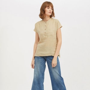 Linen button down airy top. Washed soft linen blouse/ top. 9 colours