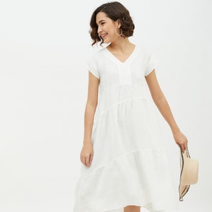 Linen dress for women, Midi linen sundress, Linen fabric flowergirl dress, linen tunic dress, Washed soft linen in 9 colours