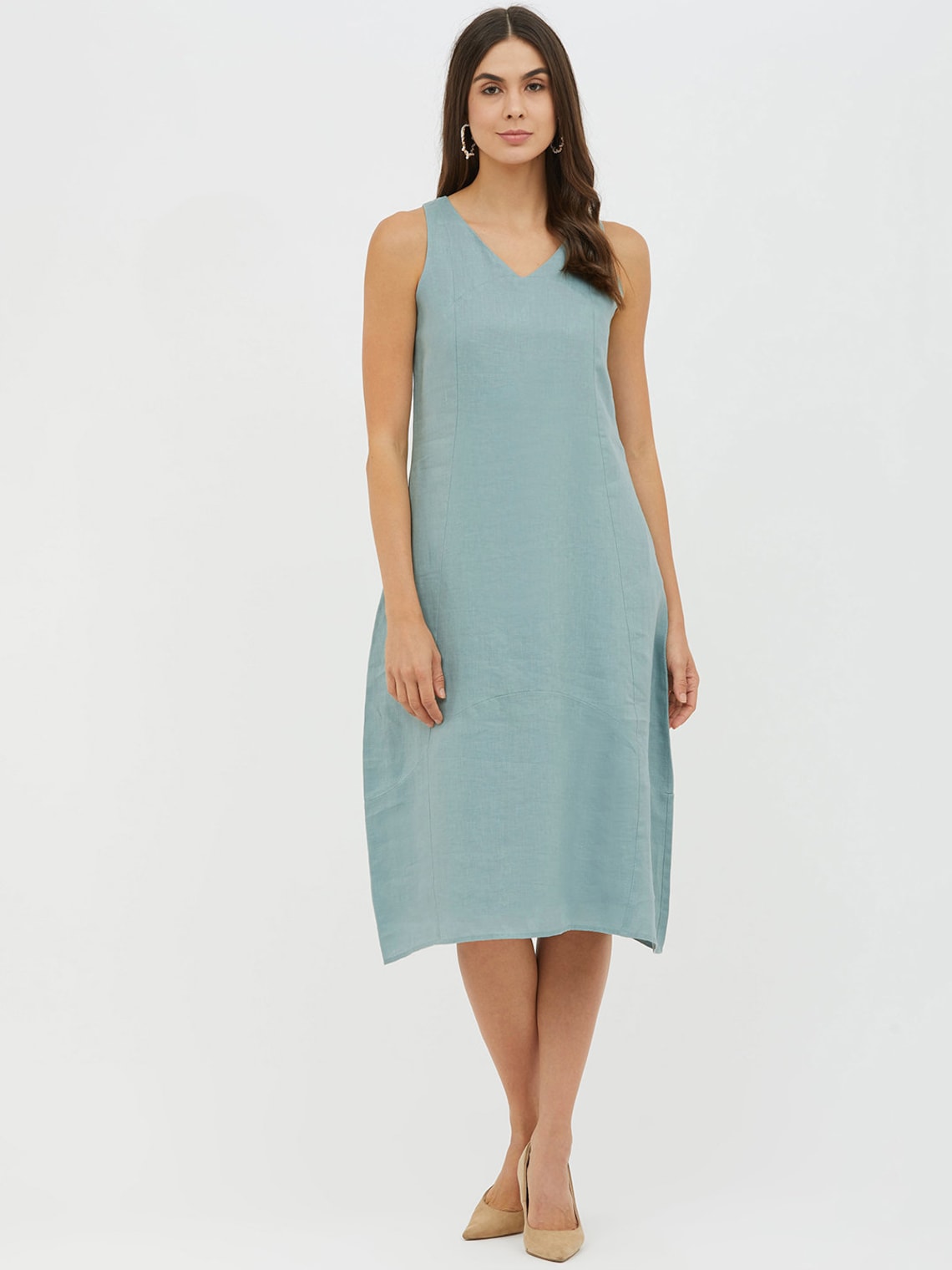 Sleeveless Cotton Linen Midi Dress main image 0