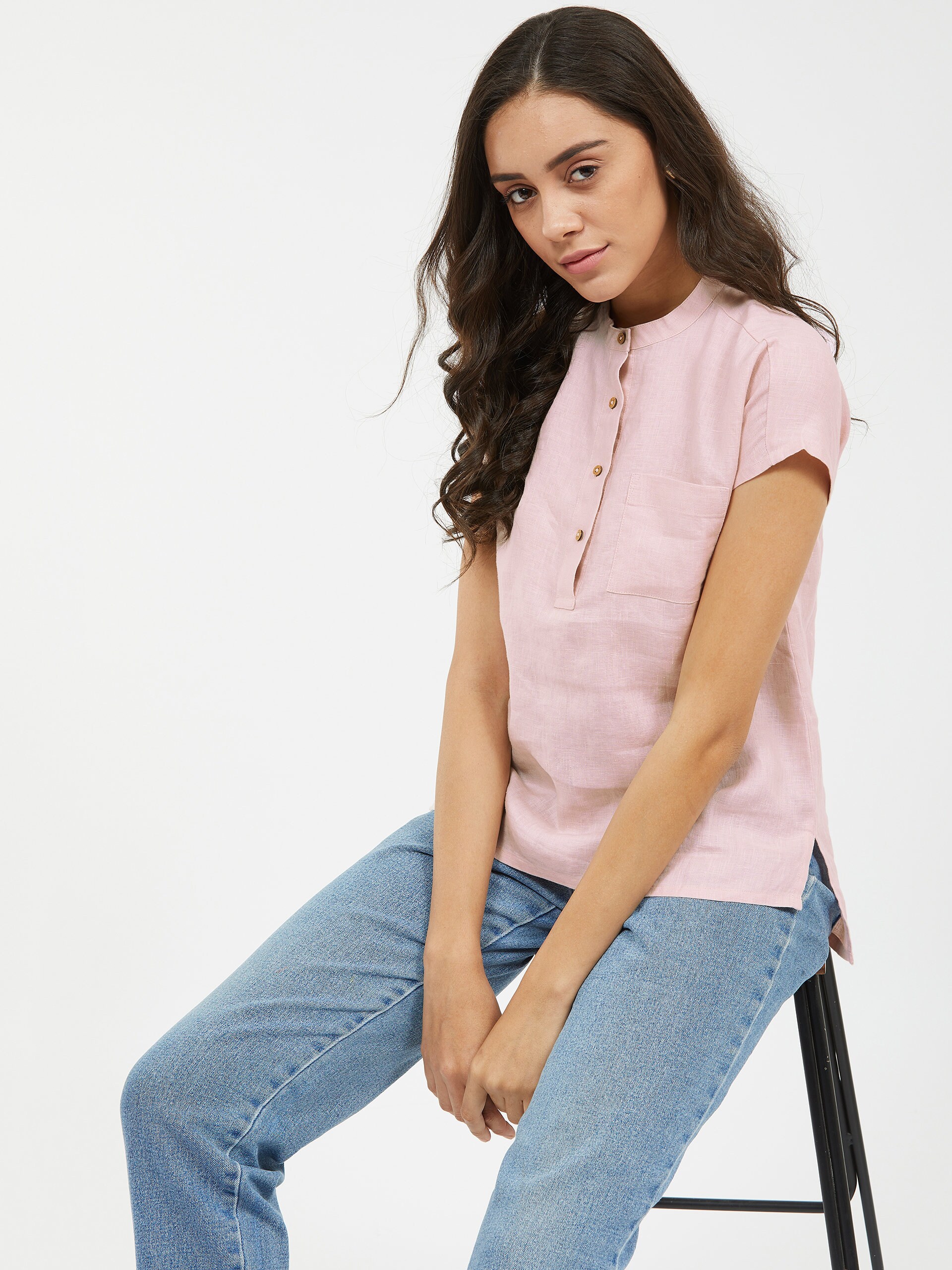 Blush Pink Linen button down airy top. Washed soft linen top. Etsy