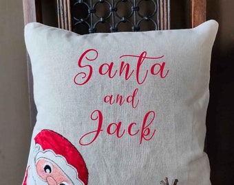 Personalised Christmas Santa Cushion Cover 16 X 16 for Living Room, Couch Sofa Pillow Cover, Throw Pillow Shams, holiday decor personalized