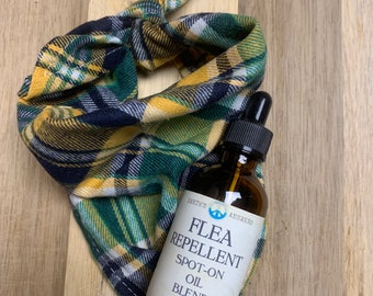 Natural Flea and Tick Repellent Oil and Bandana Combo