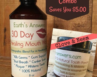 8 oz Natural Mouthwash & 3 oz Clove Tooth Powder Combo