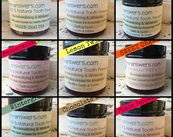 Natural Earth Clay Tooth Powder, 9 Flavors to Choose From, Cinnamon & Sage, Peppermint, Lemon and More