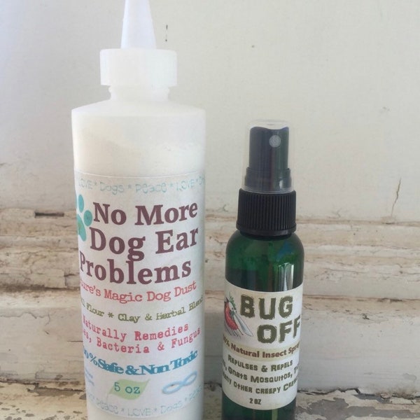 Spring/Summer Special All Natural Dog Ear Powder and Essential Oil Bug Spray Combo