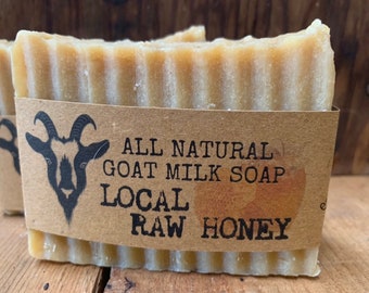 Handcrafted Artisan All Natural Raw Local Honey Goat's Milk Spa Soap