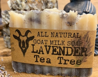 Handcrafted All Natural Lavender Tea Tree Oil Spa Soap Skin Soothing Goat's Milk Soap