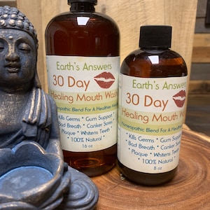 30 Day Healing Natural Herbal Mouthwash, 16 oz or 8 oz