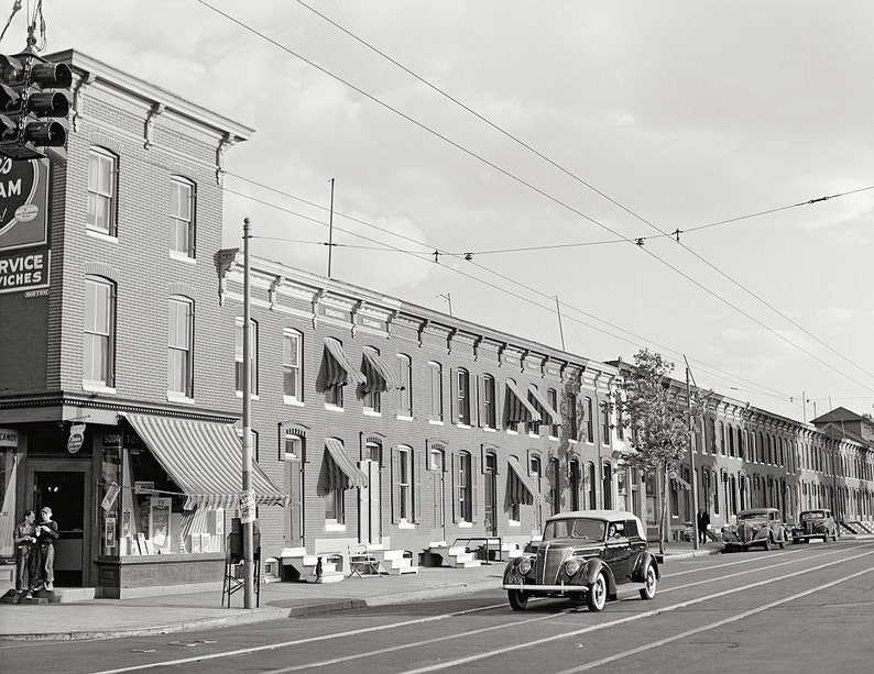 Baltimore Maryland year 1940.Row houses in Pigtown Historic Etsy