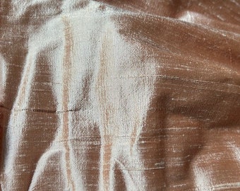 DUSTY PEACH  -  Pure Silk Dupioni Fabric - Handwoven - Per Yard - 54" Wide