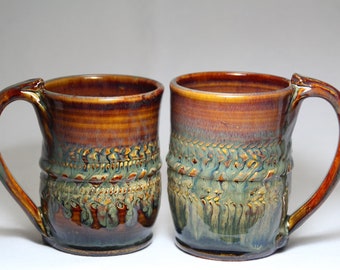 12oz ceramic mug set, two pottery mug
