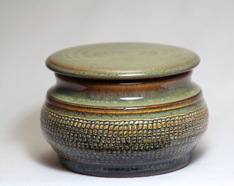 En bois Sucre Pot Sucrier avec Cuillère Sel Gardien vintage sculpté