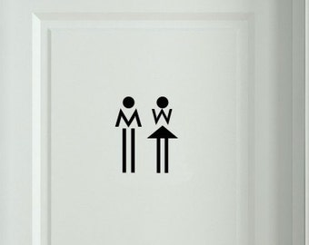 Restroom Ladies and Gentleman Signs Vinyl Decal Sticker Window Door Set of 2 