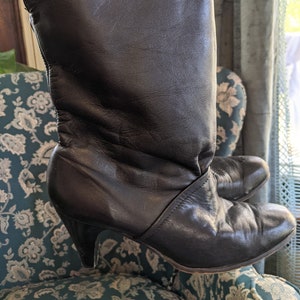 Marla boot vintage black leather heel 80s 90sshort boot
