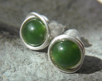 Studs olive vert boucles d’oreilles goujon de jade plug jade vert