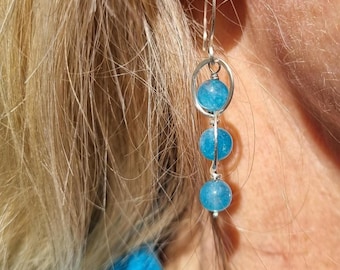 Aquamarijn oorbellen - Zilver 925, Edelsteen oorbellen # Cadeaus voor haar