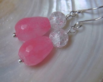 Himbeesorbet Rubin Ohrringe Bergkristall Ohrhänger Ohrschmuck rosa silber Geschenke für Frauen Muttertag