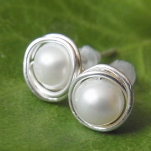 Stud earrings freshwater pearls earrings earrings pearls silver pearl studs pearl studs image 1