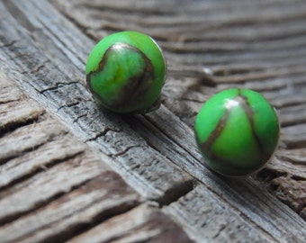 Studearrings, turquoise copper green, turquoise stud earrings, plugs, green silver, gifts for her