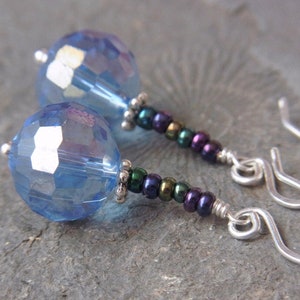 Dream blue earrings mystic quartz blue earrings glass beads quartz earrings gifts for women