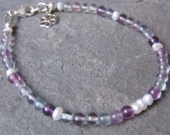 Fluorite Bracelet Beaded Bracelet Gemstone Bracelet Fluorite Colorful Freshwater Pearls Gifts for Women