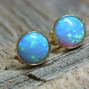 Earrings Opal, Lab Opal, synth. Opals, plugs, sterling silver, gold plated, gift, bridesmaid, gifts for you, individual